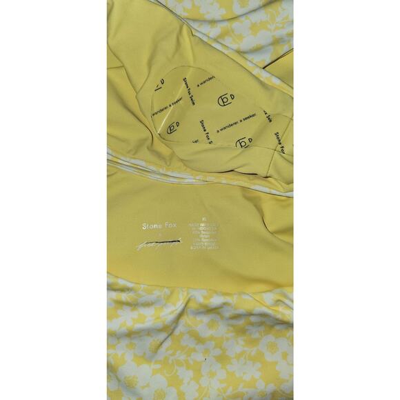 New Free People x Stone Fox Floral Printed High Cut One Piece Swimsuit XL Yellow - Picture 3 of 3